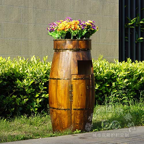 西藏樟子松防腐木垃圾桶花箱