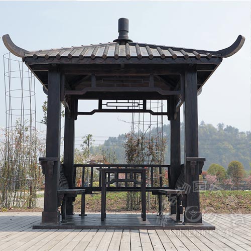 西藏四角碳化防腐木凉亭